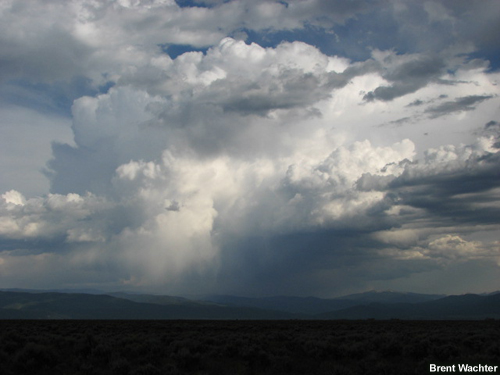 Photo of thunderstorm with very dark rain shaft