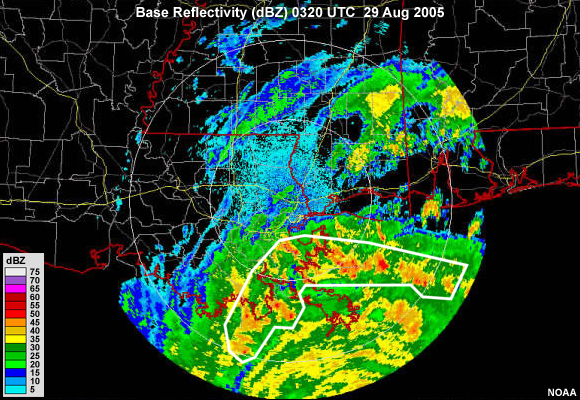 Nexrad image of Hurricane Katrina over New Orleans