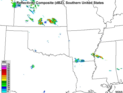 Radar animation of an MCS that caused widespread damage as it moved over Oklahoma and Texas, United States. The animation shows 10 hours of the system's lifetime.